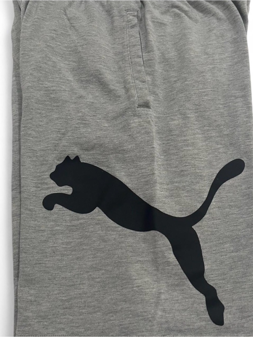 Puma Grey Sweatshorts Kids with Large Black Cat Logo